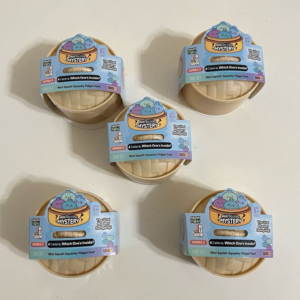 Crazy Fun Bun Mini Squishy Mystery Fidget Dumpling Series 3 Lot of 5 Toys NEW